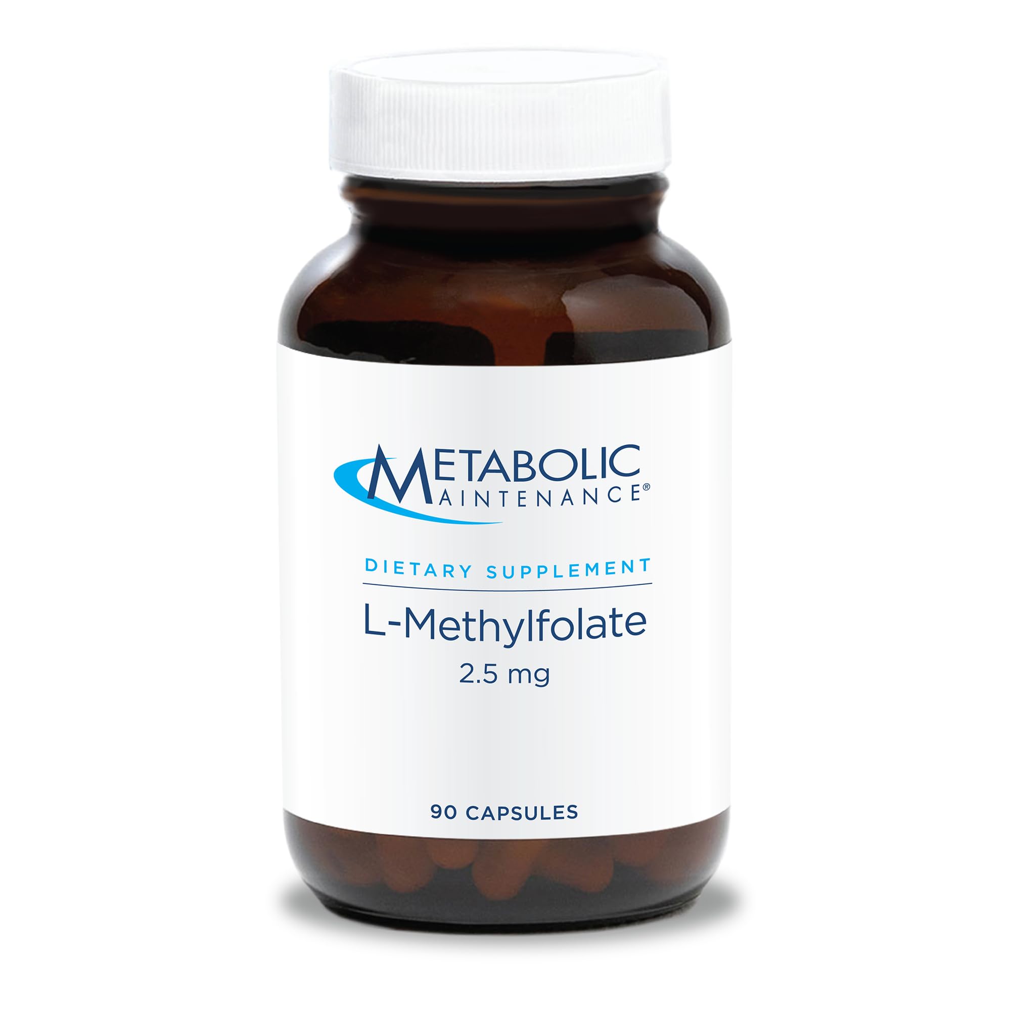 Metabolic Maintenance L-Methylfolate bottle front showing active folate for mood support