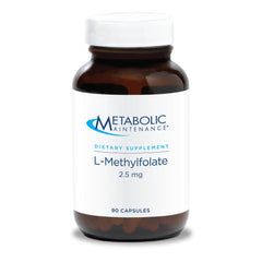 Metabolic Maintenance L-Methylfolate bottle front showing active folate for mood support