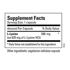 Metabolic Maintenance L-Lysine 500mg purity seal signals quality and safety.