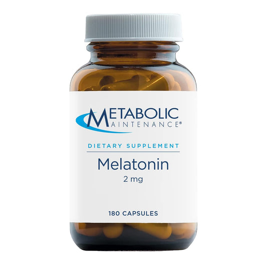 Metabolic Maintenance Melatonin 2mg bottle and capsules for restful nights