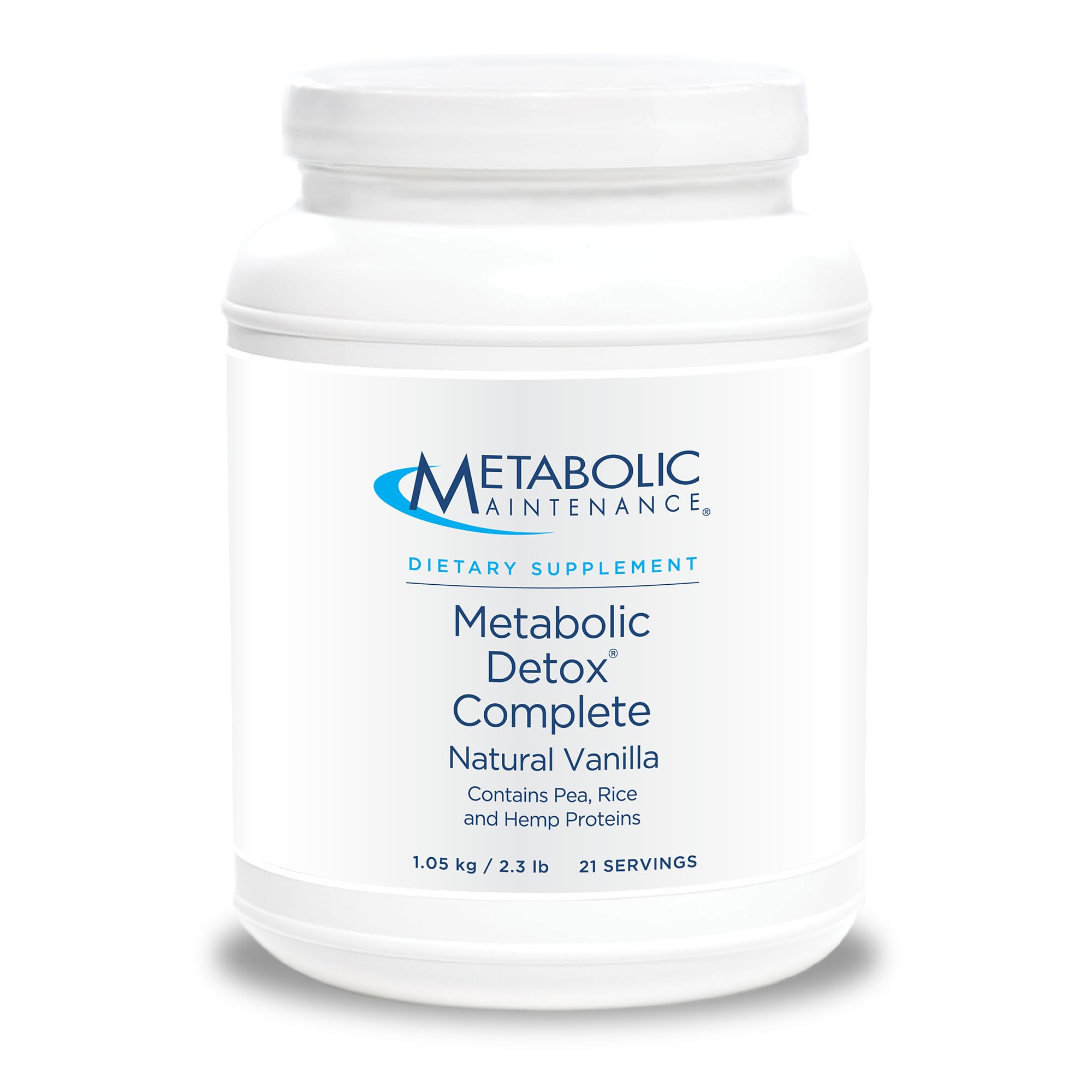 Metabolic Maintenance Metabolic Detox Complete vanilla tub front shows convenient resealable packaging for easy storage.