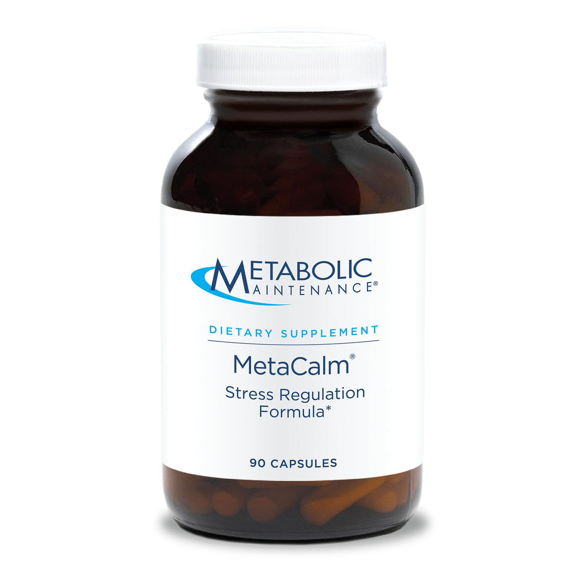 Metabolic Maintenance MetaCalm bottle front showing packaging for daily calm support.