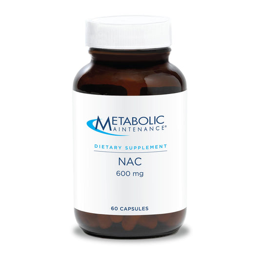 Metabolic Maintenance NAC 600 mg bottle front for daily detox support