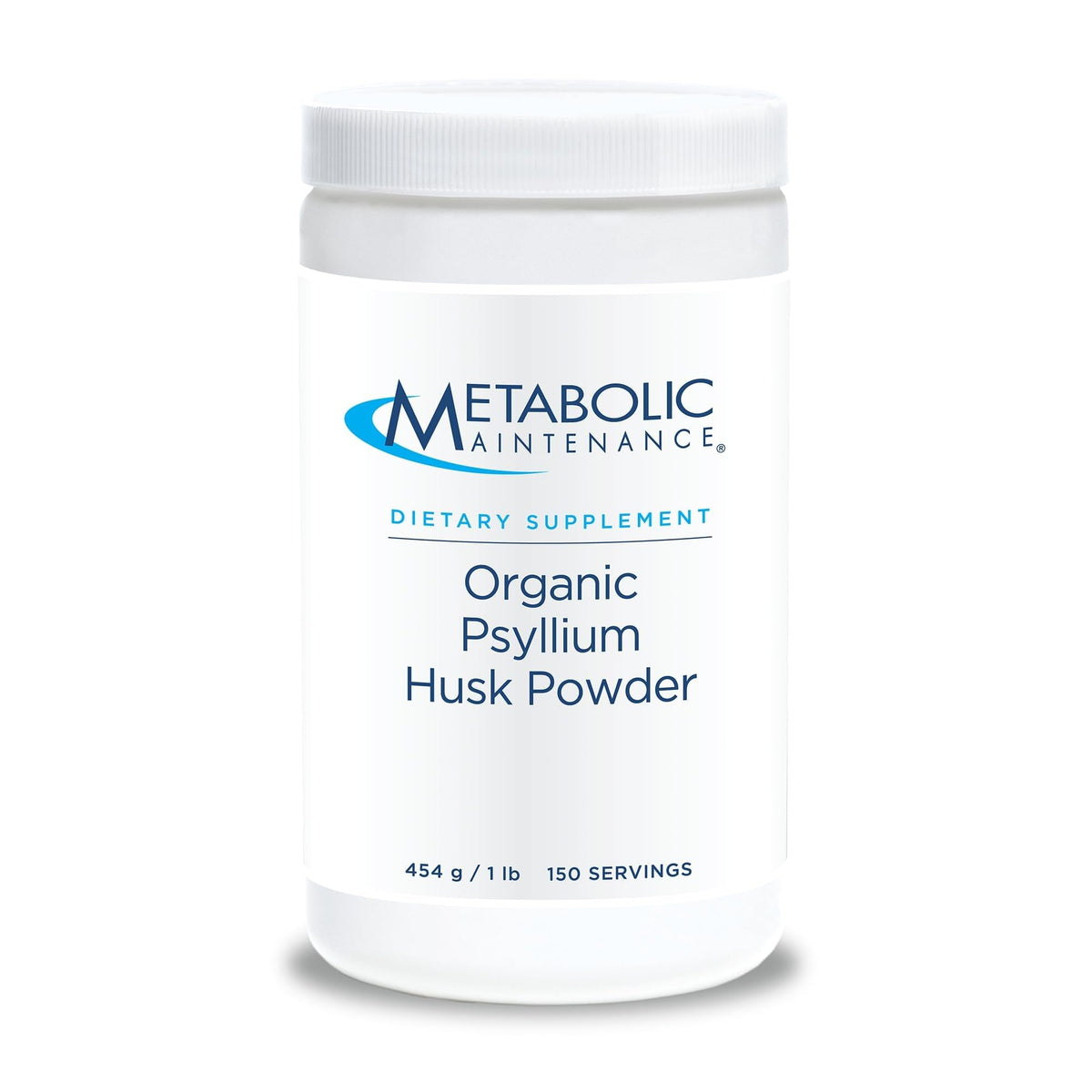 Metabolic Maintenance Psyllium Husk Powder bottle pour for daily fiber support.