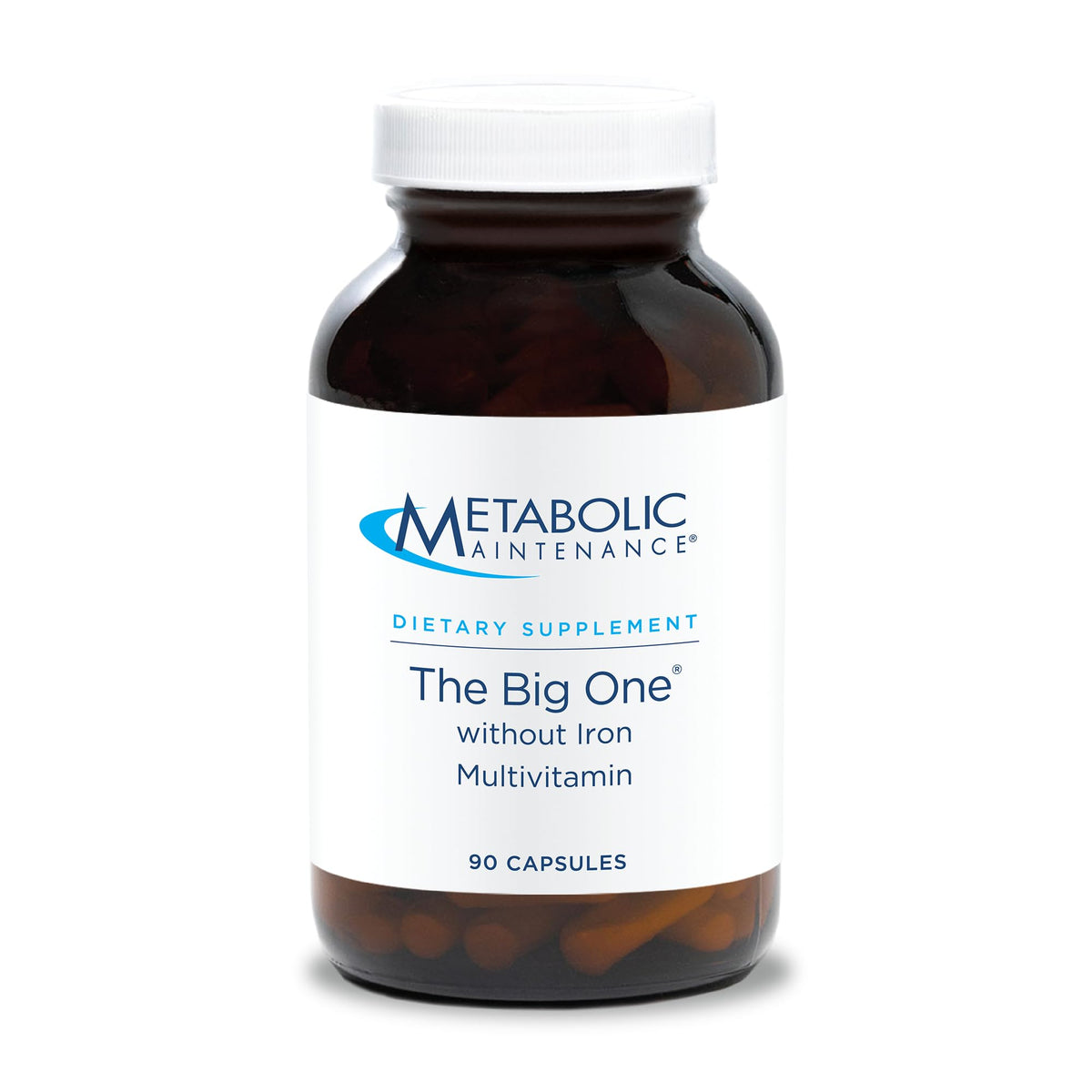 Metabolic Maintenance The Big One bottle front view for iron-free daily support.