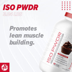 ISO PWDR Birthday Cake in shaker with zero lactose for clarity.