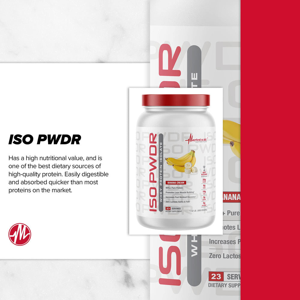 Metabolic Nutrition ISO PWDR Birthday Cake shaker, convenient mixing on the go.