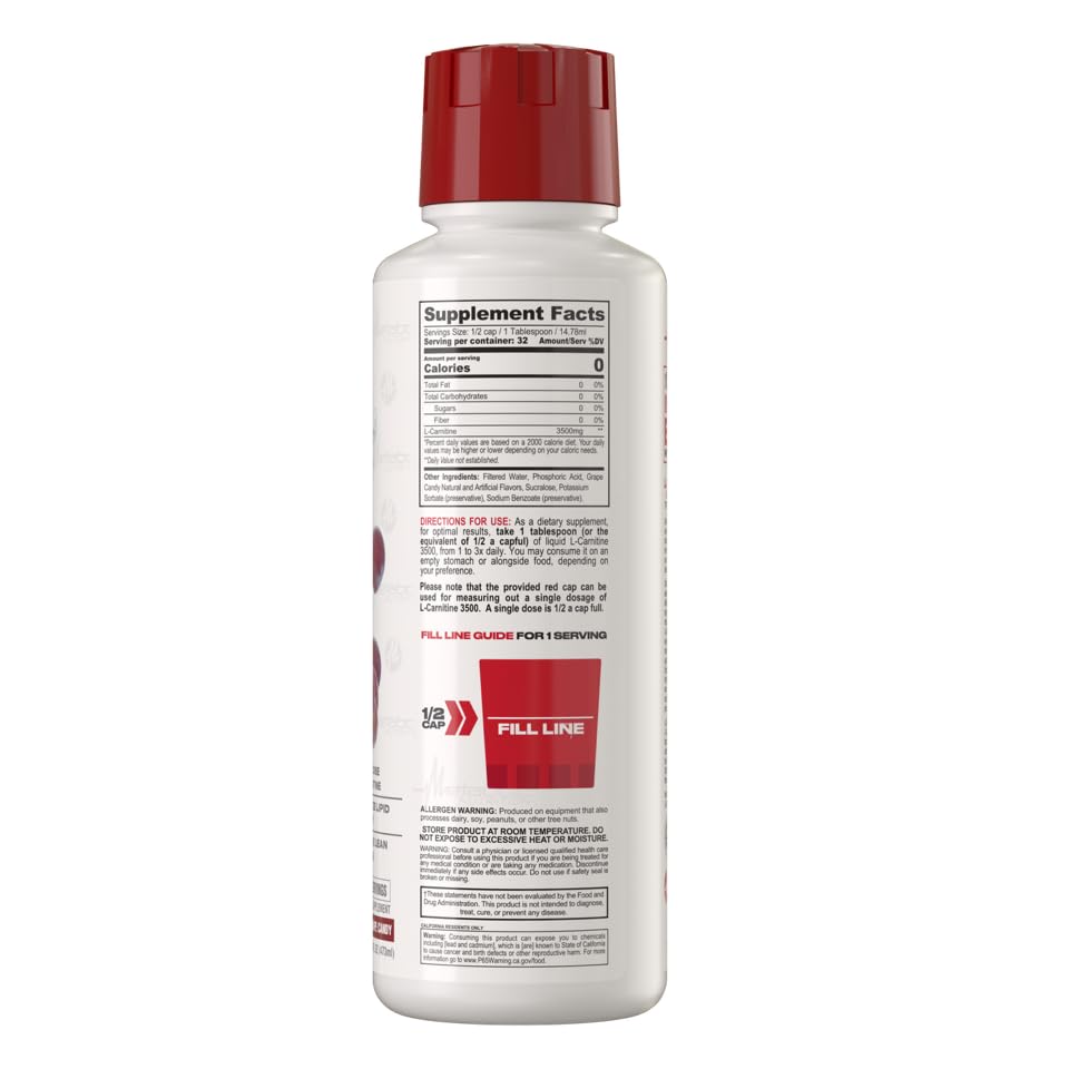 Metabolic Nutrition L-Carnitine 3500 liquid dispense highlights rapid absorption.