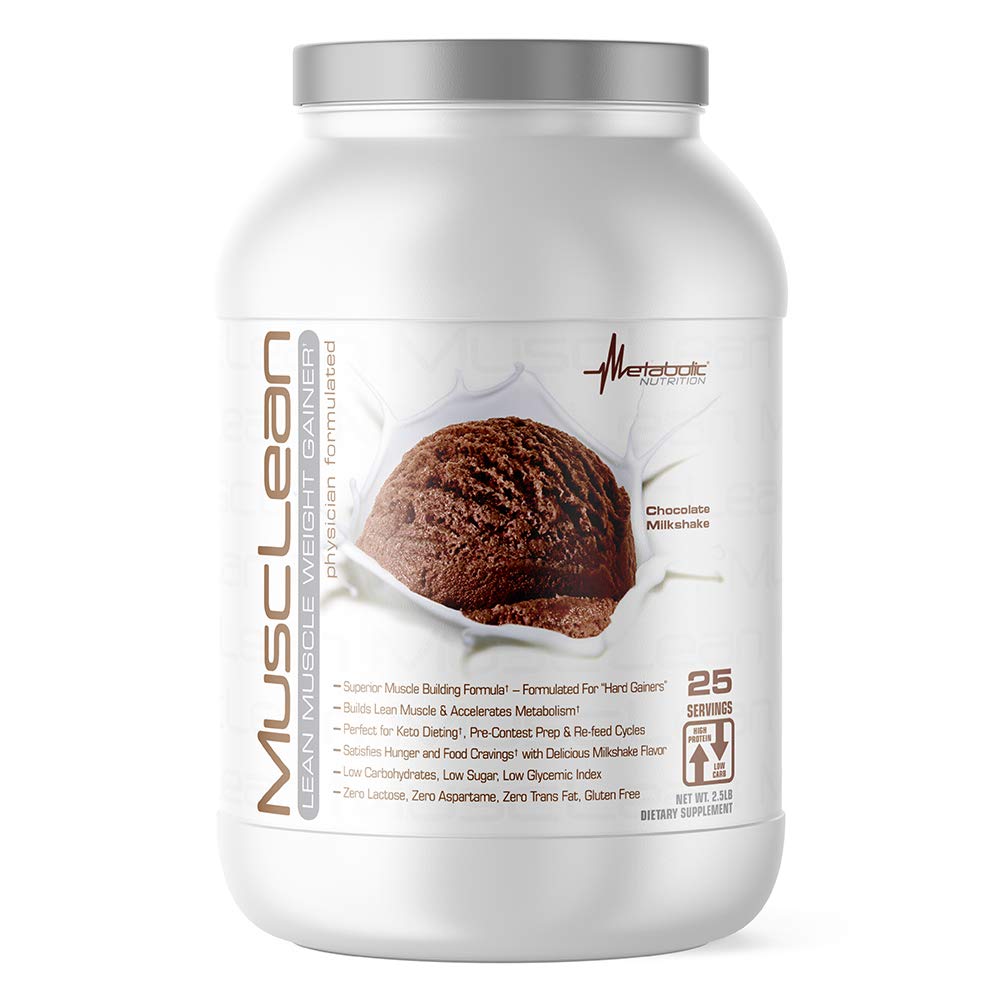Metabolic Nutrition MuscLean chocolate powder canister for a protein-packed keto shake