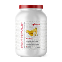 Metabolic Nutrition Protizyme Banana Creme whey powder scoop for a creamy high-protein shake