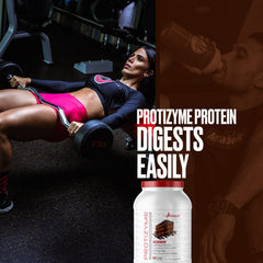 Protizyme tub on counter ready for a post-workout shake.