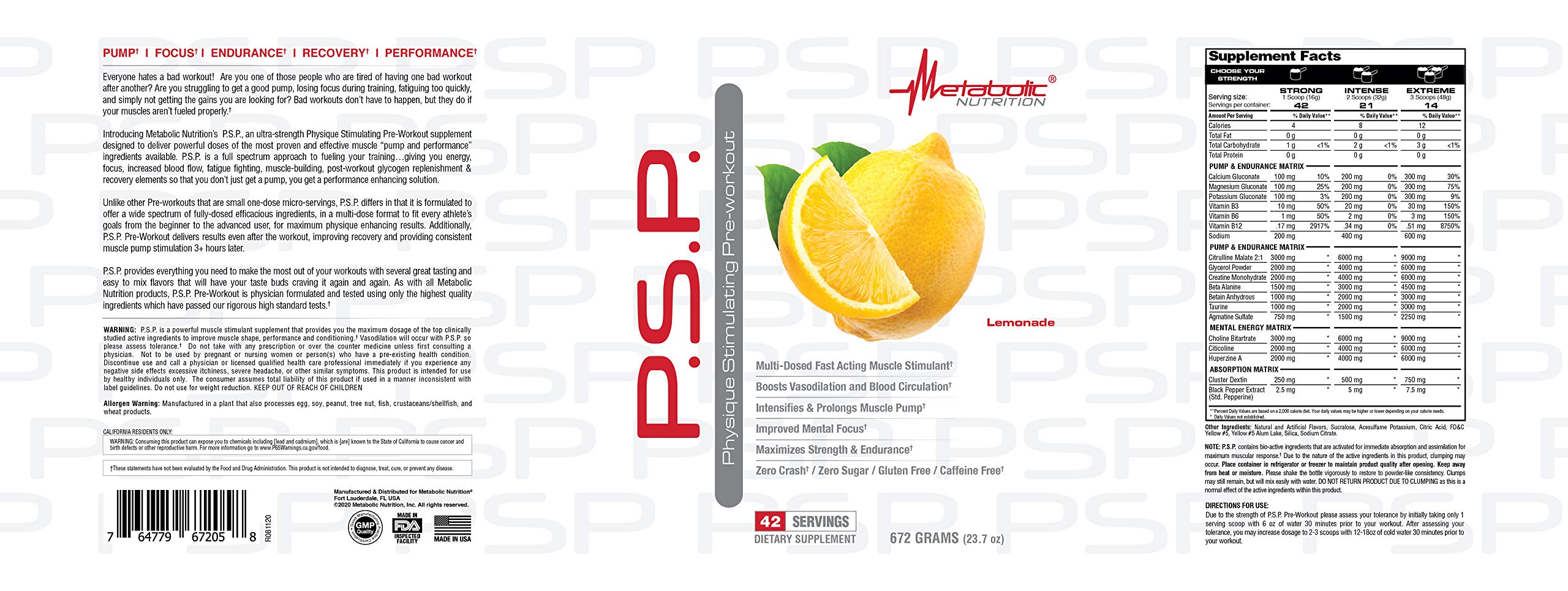 Scoop of Metabolic Nutrition PSP PreWorkout ready to mix for steady training energy