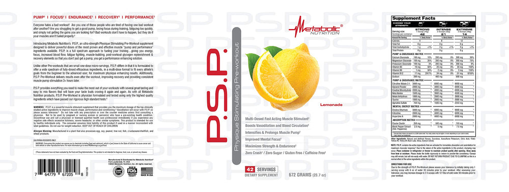 Scoop of Metabolic Nutrition PSP PreWorkout ready to mix for steady training energy