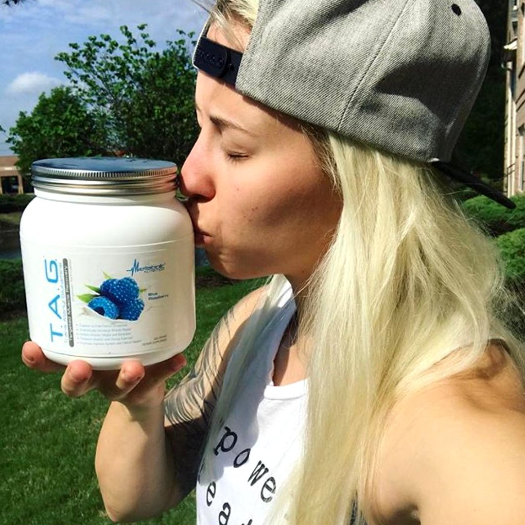 Athlete drinking TAG after workout session
