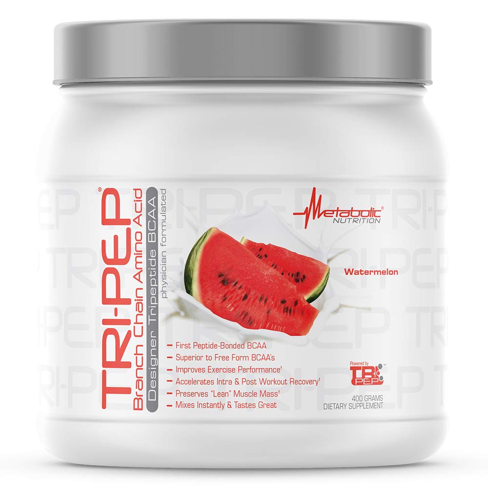 Metabolic Nutrition TRIPEP watermelon bottle for post-workout recovery on the go.