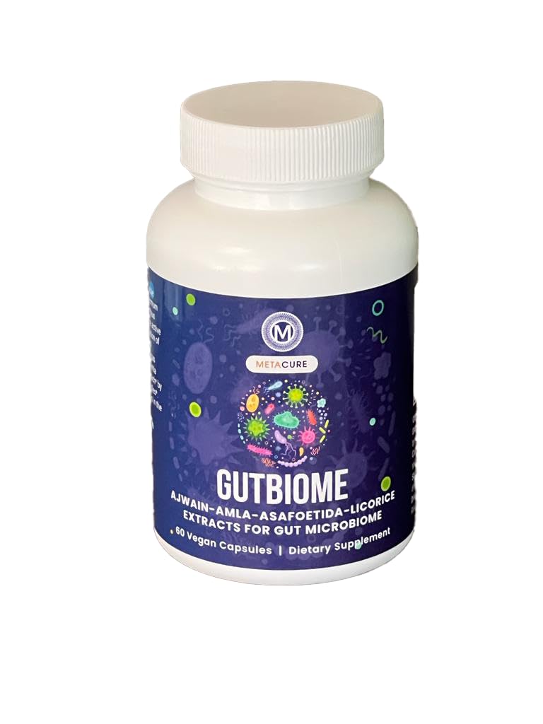 Metacure GutBiome bottle close-up for liposomal digestive support.