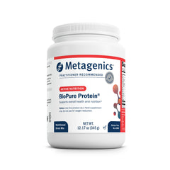 Metagenics BioPure Protein bottle pour promotes smooth post-workout shakes.