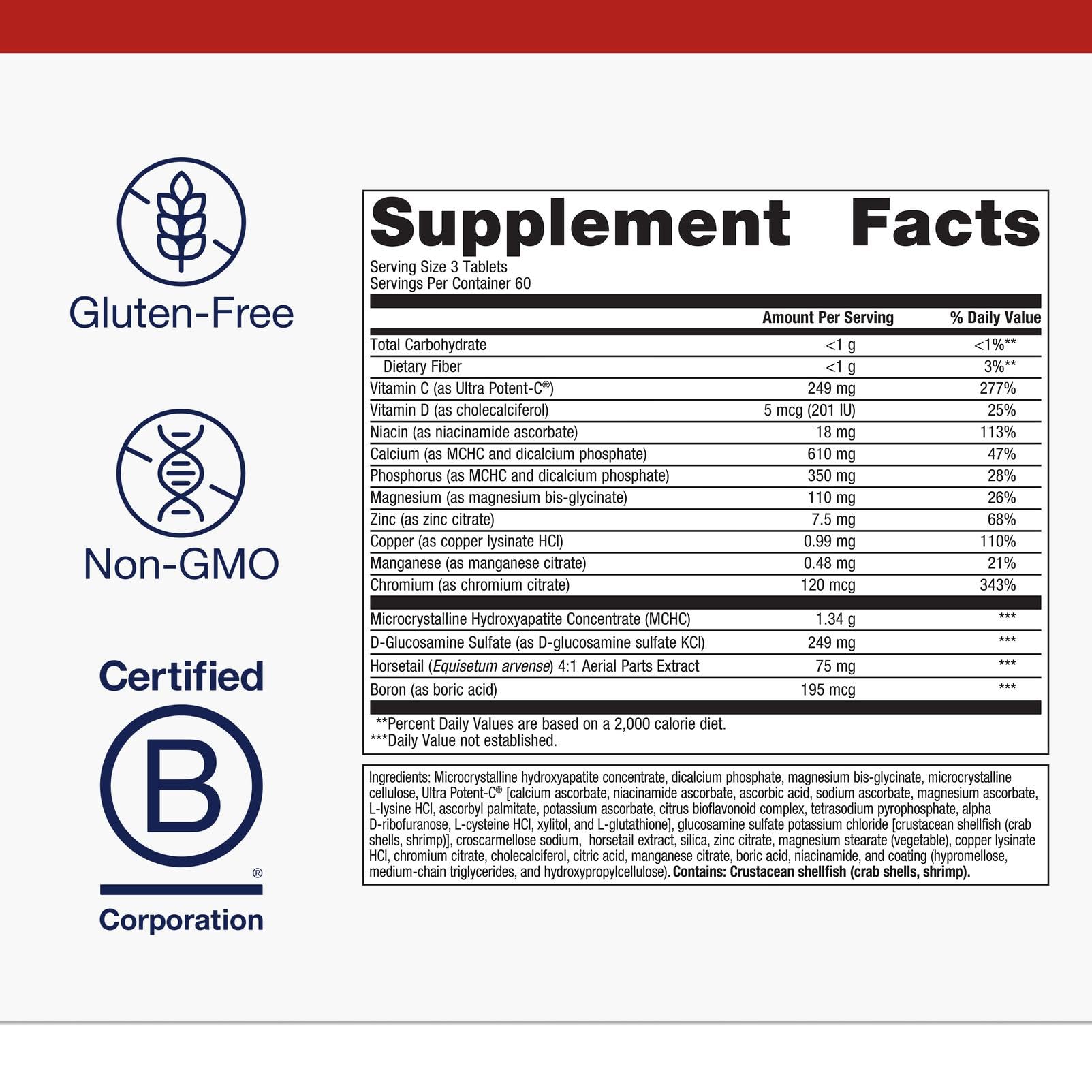 Metagenics Bone Builder Active non-GMO label indicating a clean daily use