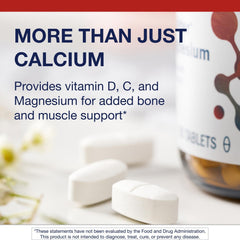 Metagenics Bone Builder bottle label showing calcium and vitamin D ingredients