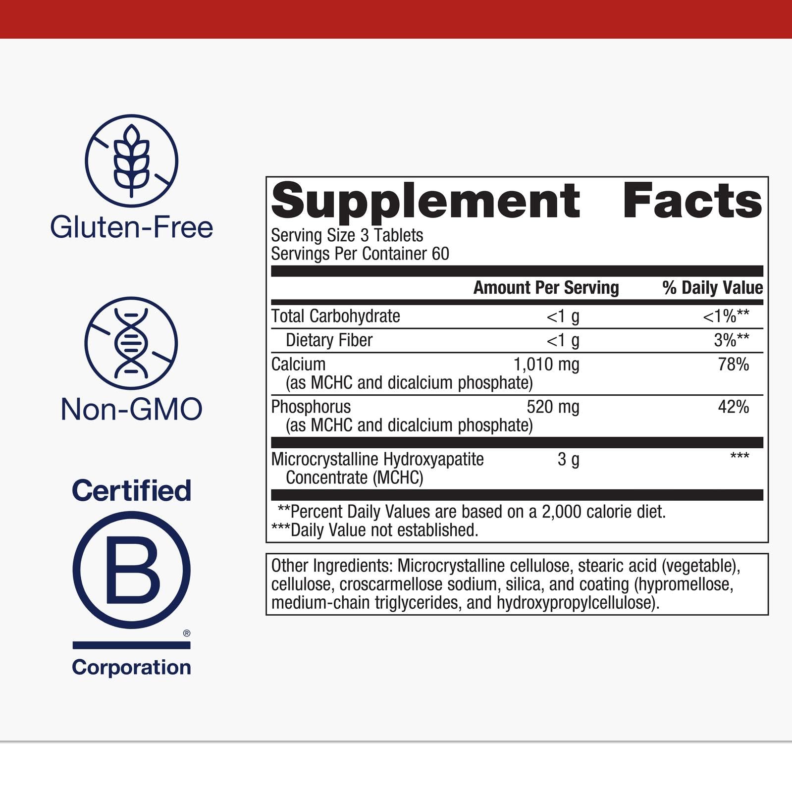 Metagenics Bone Builder calcium and phosphorus amounts per serving