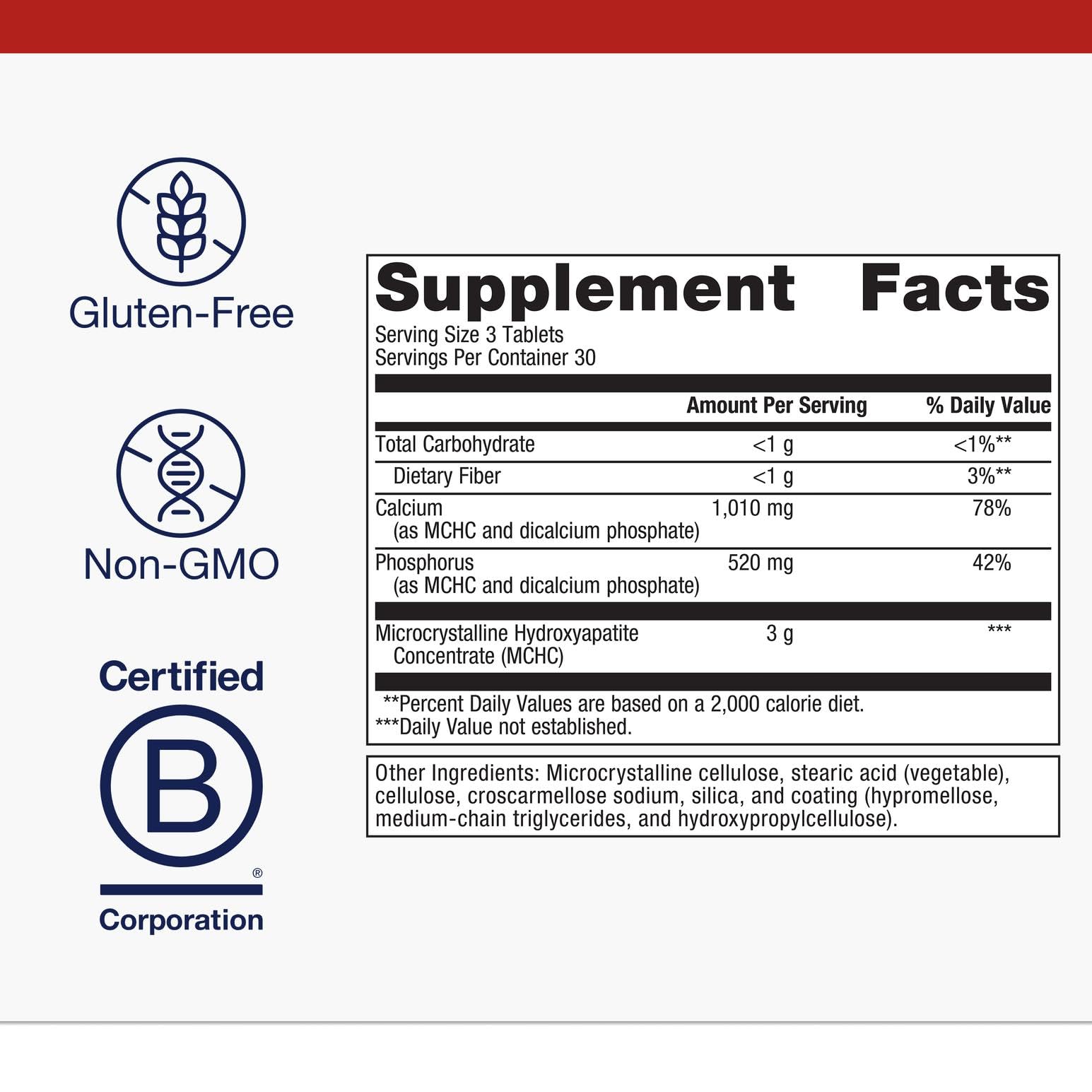 Packaging image for Metagenics Bone Builder Extra Strength emphasizing Non-GMO and gluten-free features.