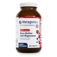 Metagenics Bone Builder magnesium bottle front supports daily bone wellness and easy supplementation.