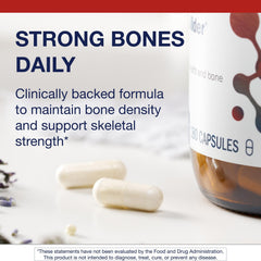 Metagenics Bone Builder Plus label highlights MCHC and vitamin D3 on packaging.