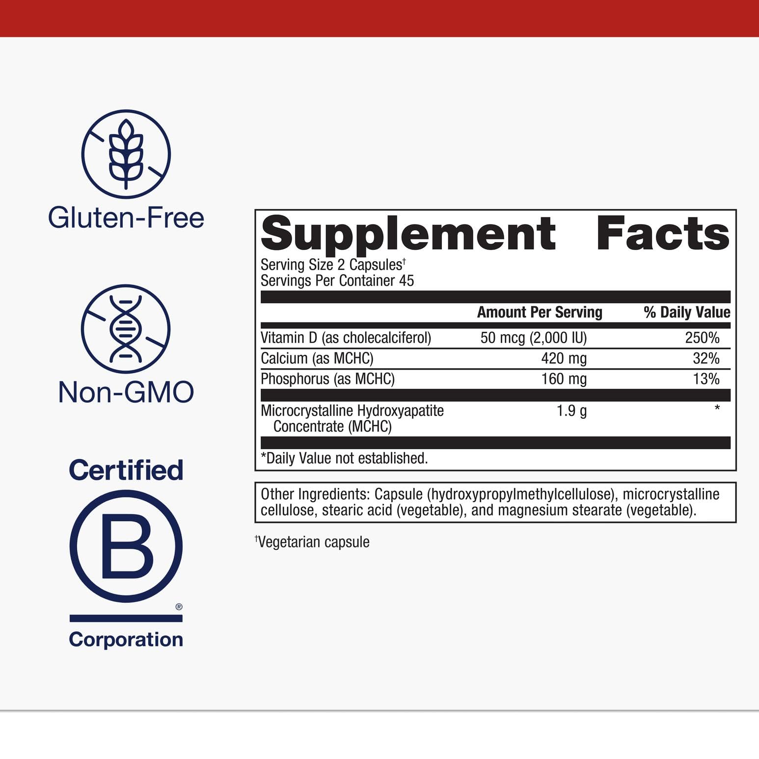 Metagenics Bone Builder Plus vitamin D3 2000 IU image illustrating vitamin D3 content for calcium uptake.