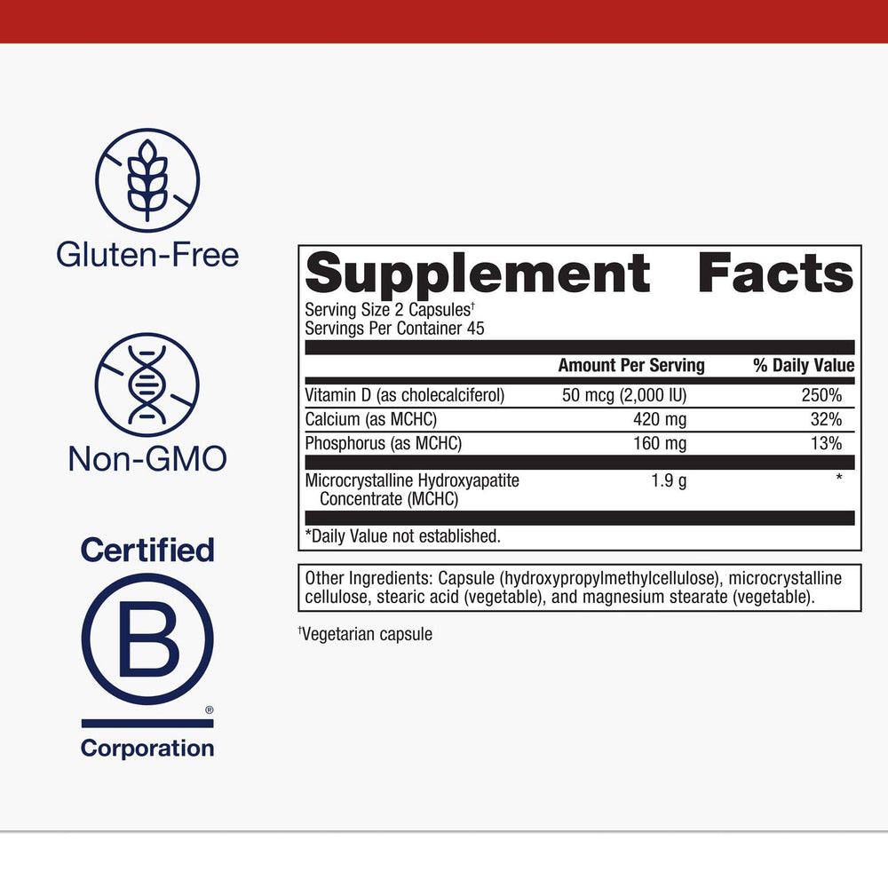 Metagenics Bone Builder Plus vitamin D3 2000 IU image illustrating vitamin D3 content for calcium uptake.