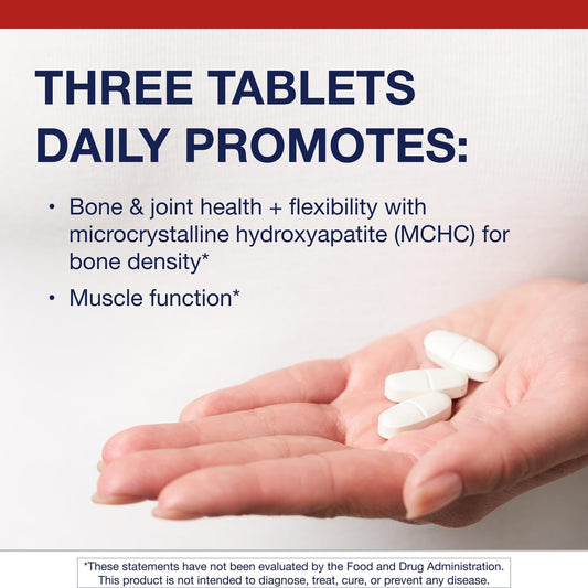 Metagenics Bone Builder tablets close-up highlighting chelated magnesium for absorption