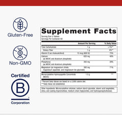 Metagenics Bone Builder bottle label highlights non-GMO and gluten-free features.