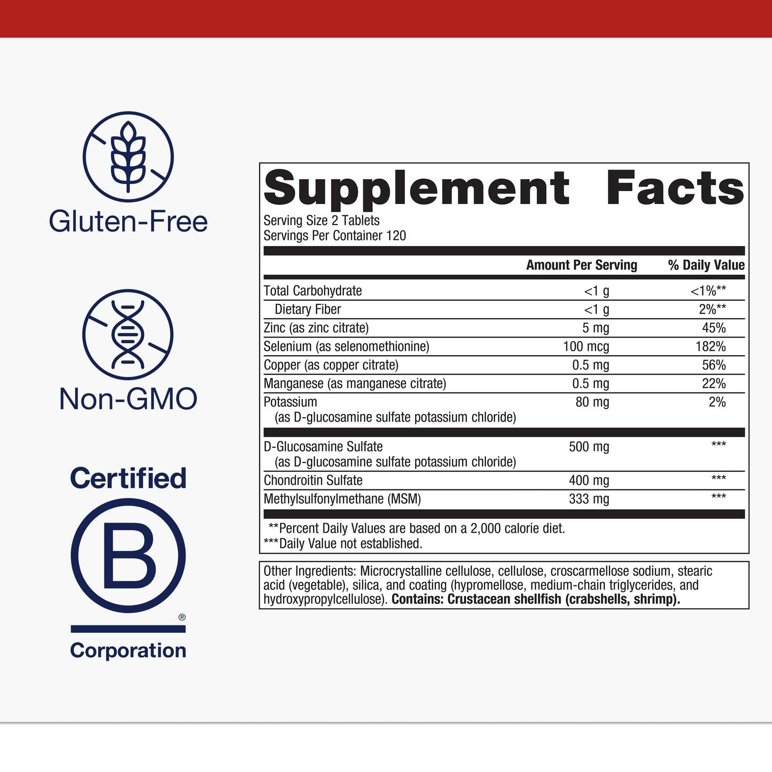 Gluten-free labeling beside the Metagenics ChondroCare bottle for peace of mind.