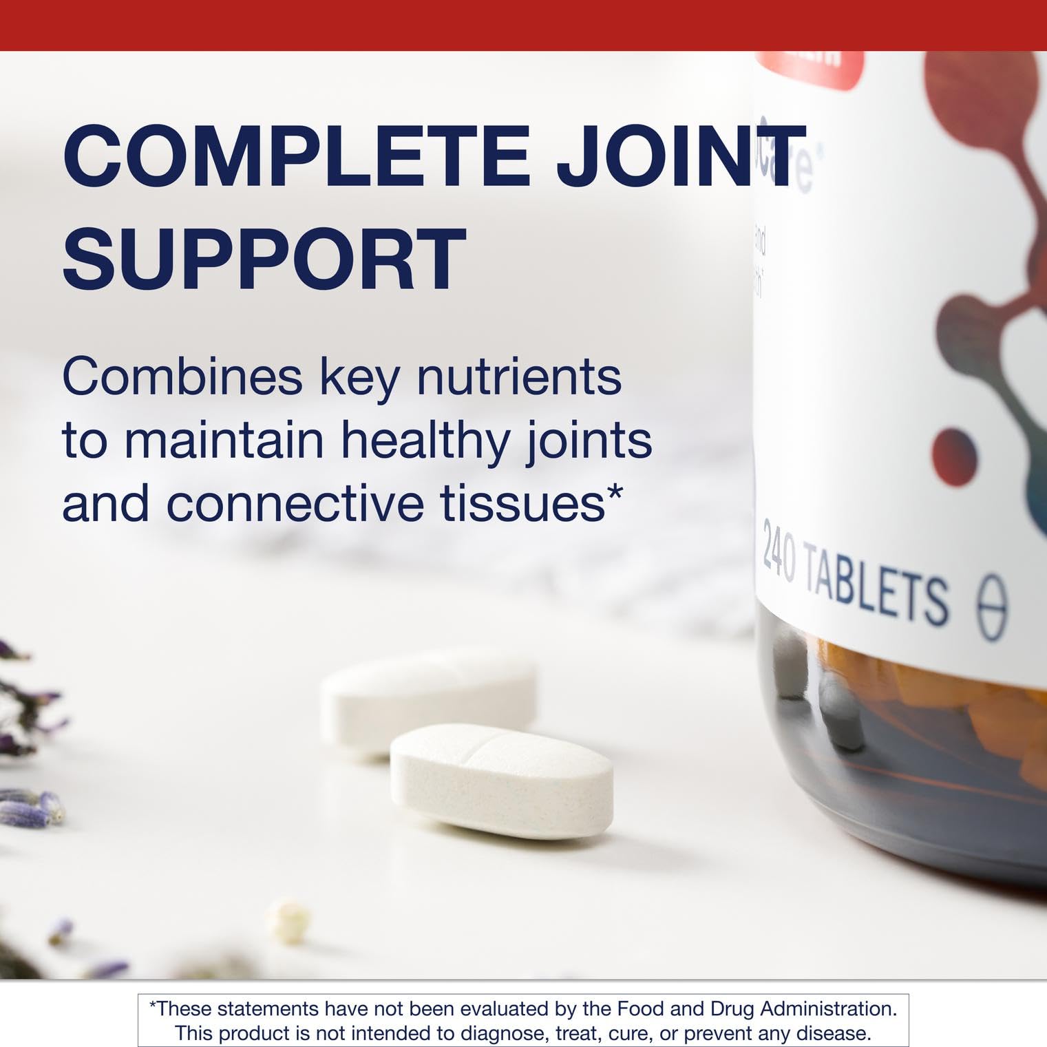Label highlights glucosamine, chondroitin, and MSM in Metagenics ChondroCare.