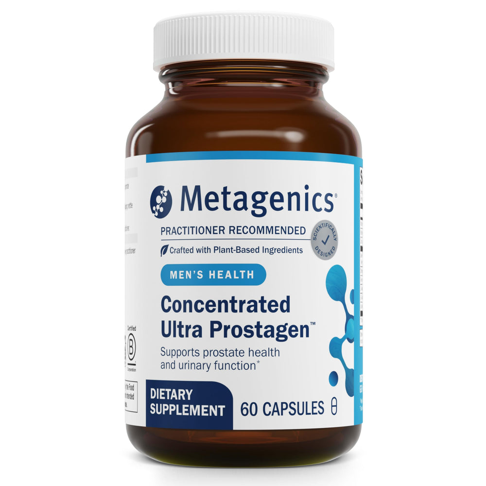 Metagenics Concentrated Ultra Prostagen bottle with label indicating prostate health support