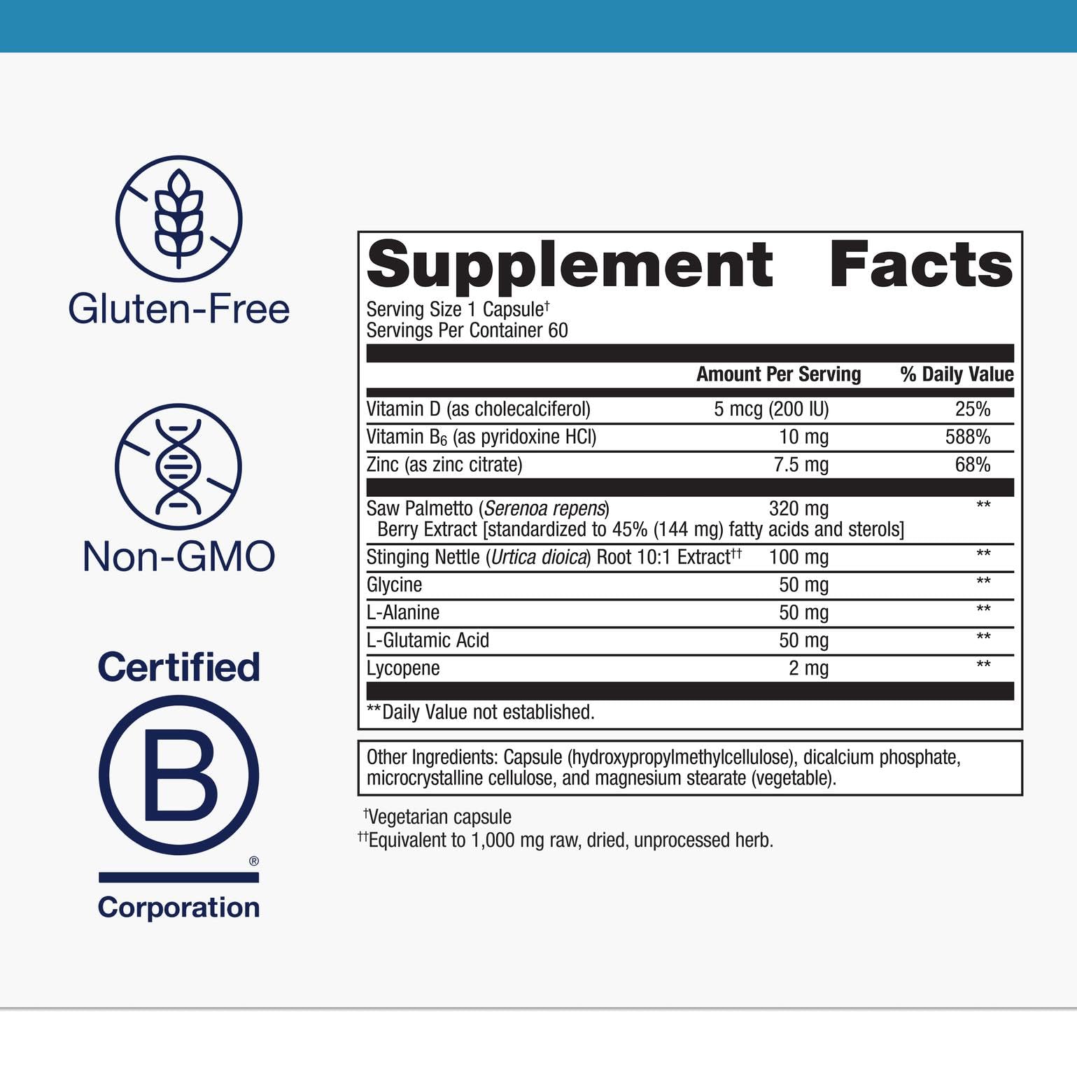 Metagenics Prostagen ingredients showing lycopene and zinc for immune and balance potential