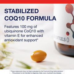 Metagenics CoQ10 ST-100 label with vitamin E and tocopherols indicating antioxidant basics.