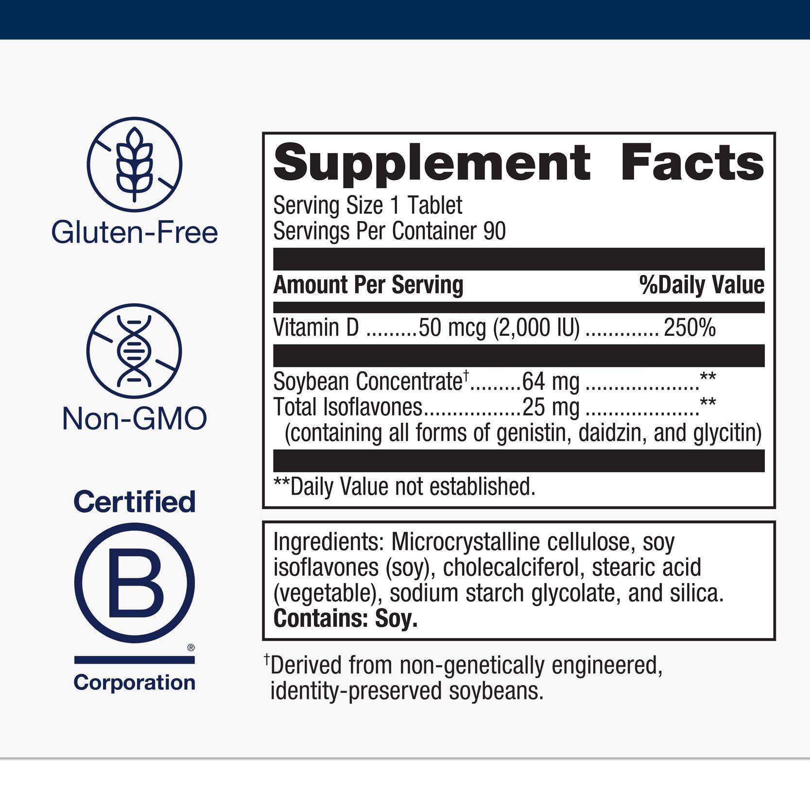 Metagenics D3 2000IU isoflavones image emphasizes absorption support