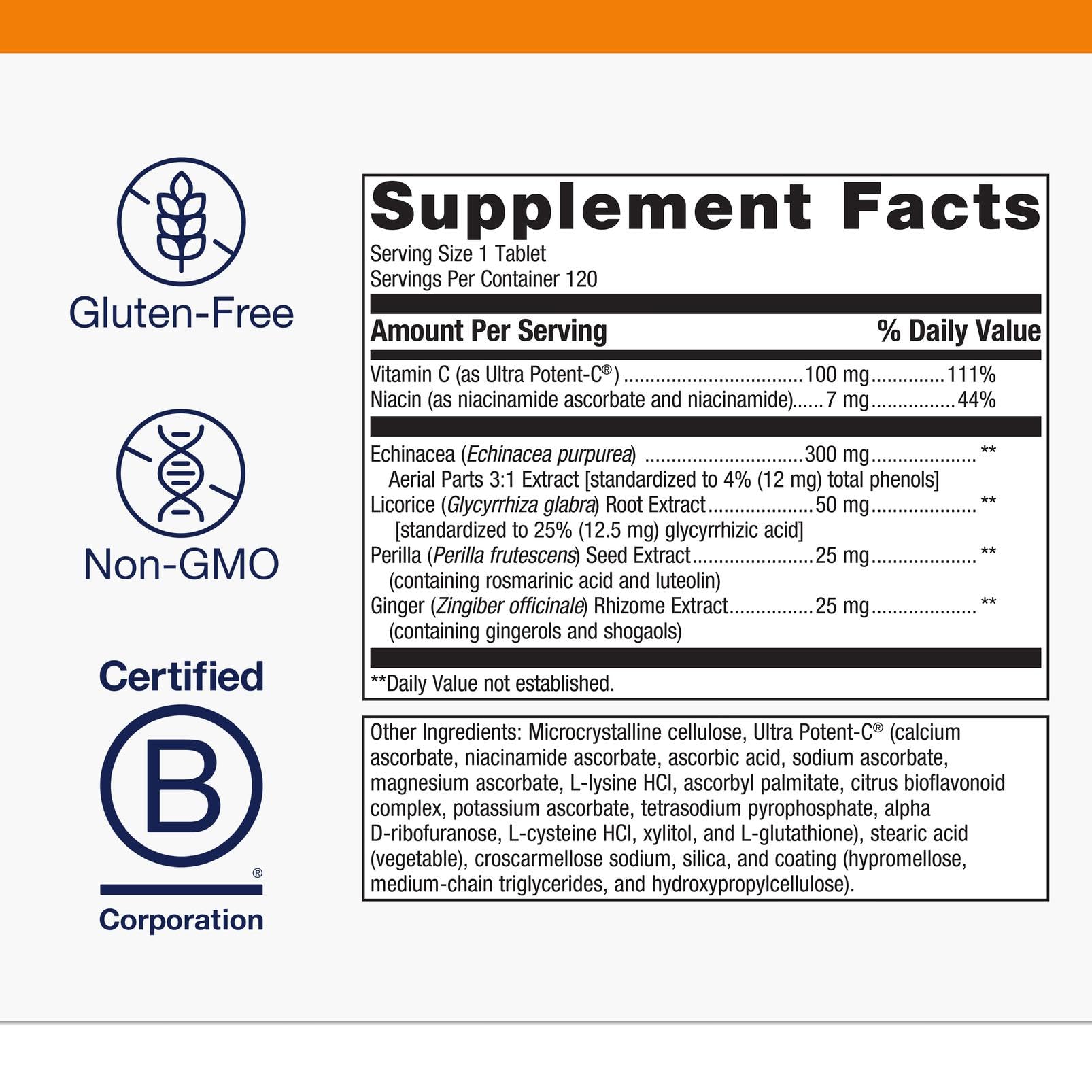 Ingredients scene highlighting echinacea, perilla seed, licorice, ginger and vitamin C