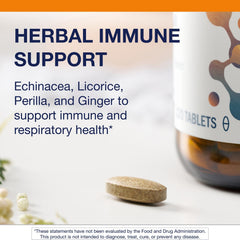 Label close-up showing Metagenics Echinacea Synergy and quality marks