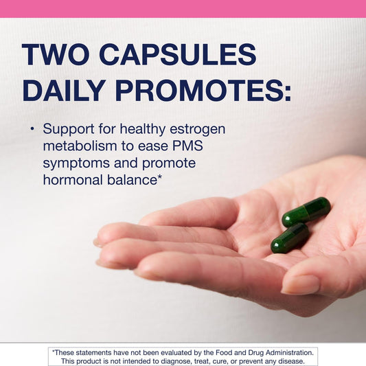Close-up of Metagenics EstroFactors tablets suggesting daily use.