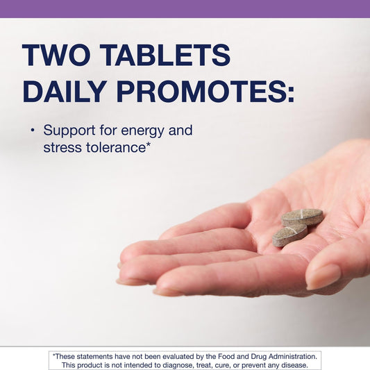 Metagenics Exhilarin tablets close-up showing daily energy support