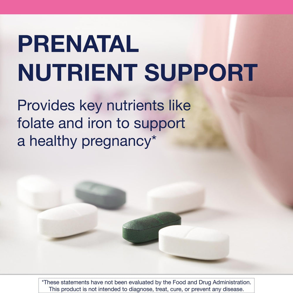 Metagenics Fem Prenatal dispensing illustration demonstrates simple daily dosing for expectant parents