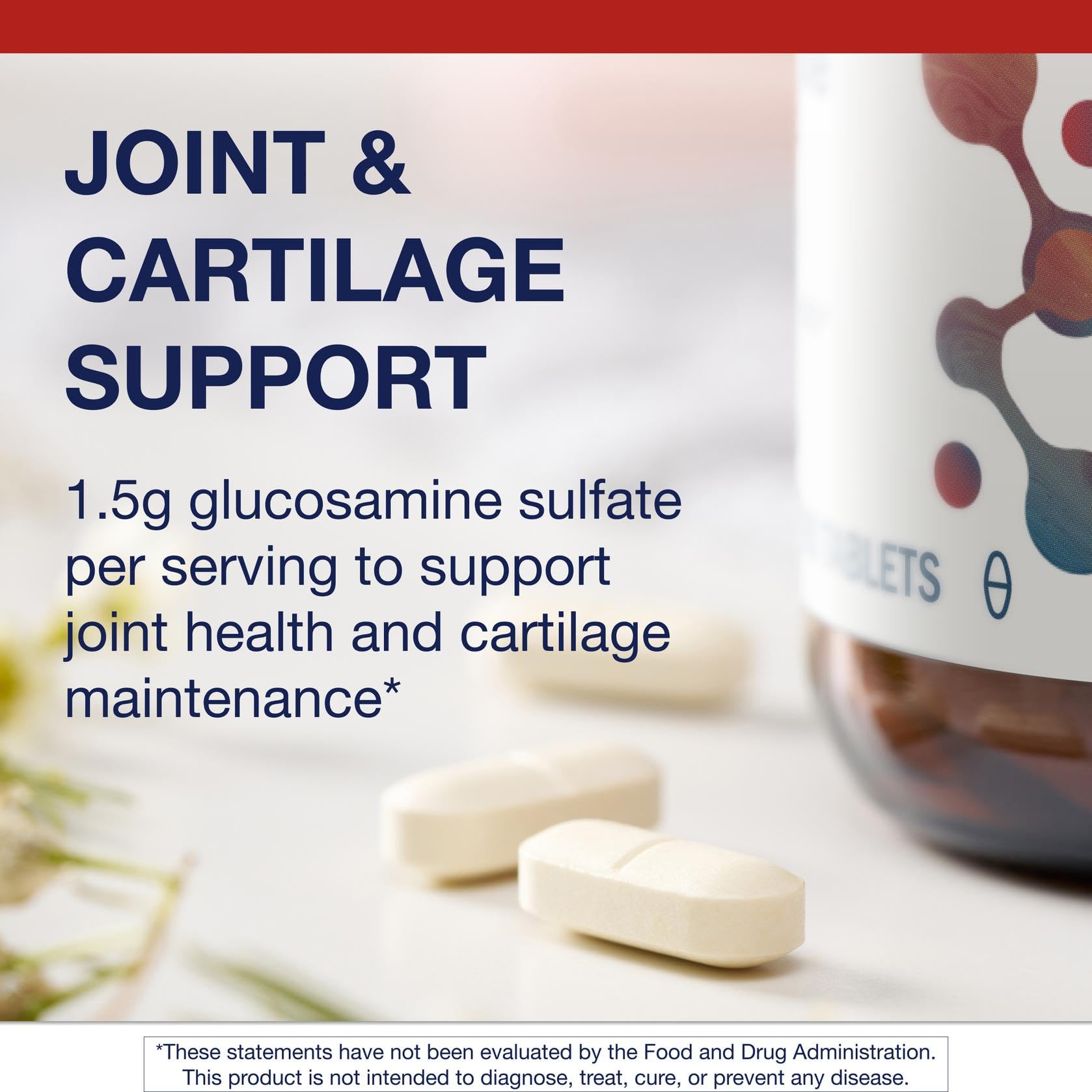 Metagenics Glucosamine Sulfate tablets in hand for daily joint support.
