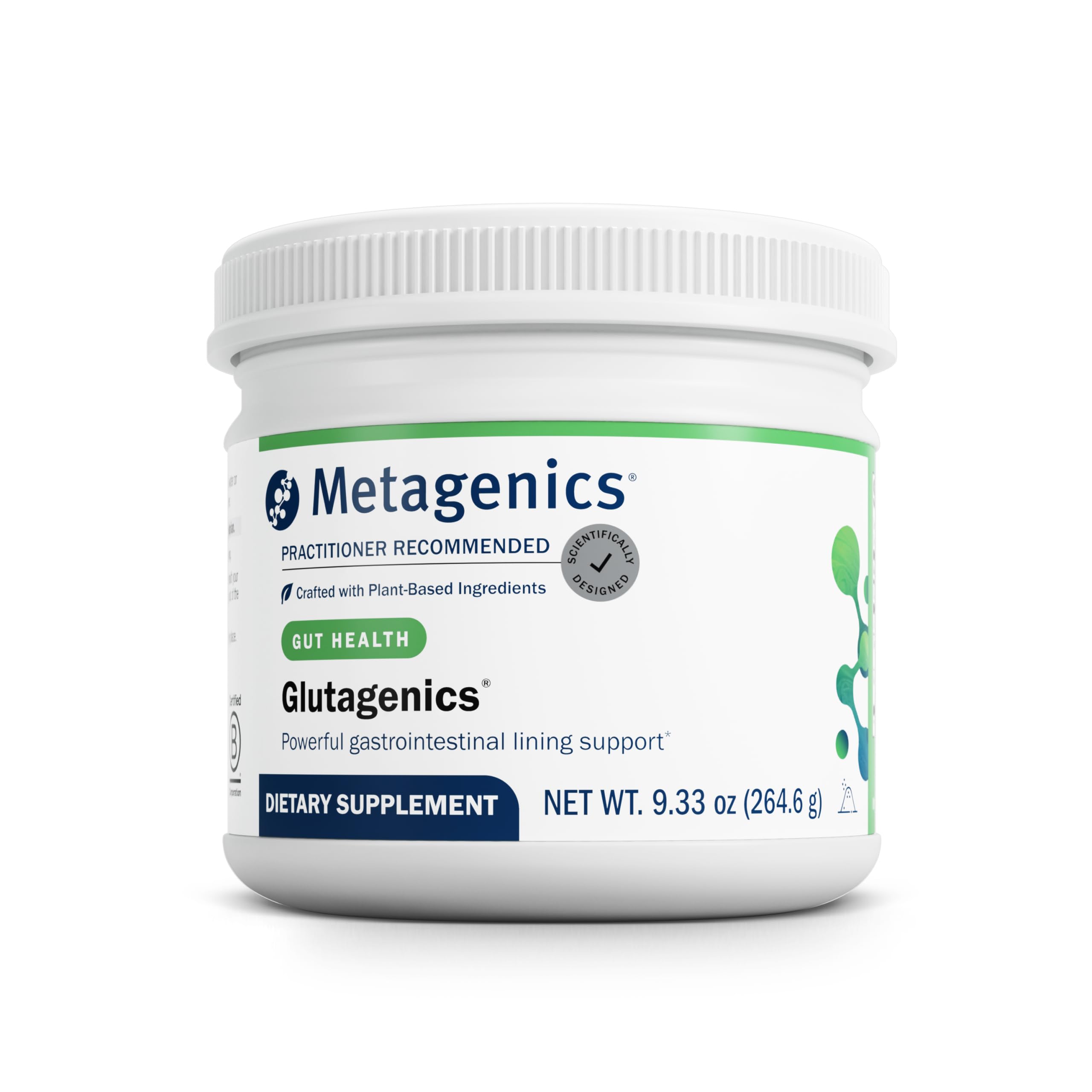 Metagenics Glutagenics bottle front label highlighting gut health support.