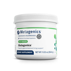 Metagenics Glutagenics bottle front label highlighting gut health support.