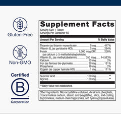 Metagenics Hemagenics ingredients list emphasizing B vitamins and folate.