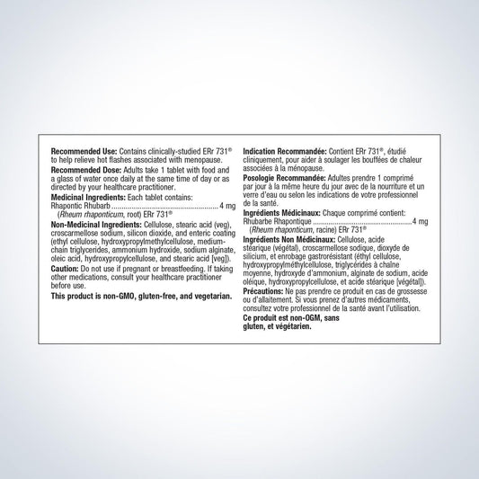 Metagenics HerWellness Estrovera tablet close-up highlighting daily 4 mg dosage