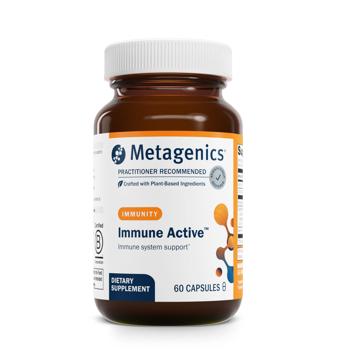 Metagenics Immune Active bottle with capsules ready for daily immune support.