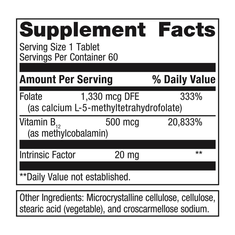 Metagenics Intrinsi B12-Folate label highlights bioactive B12 and folate forms