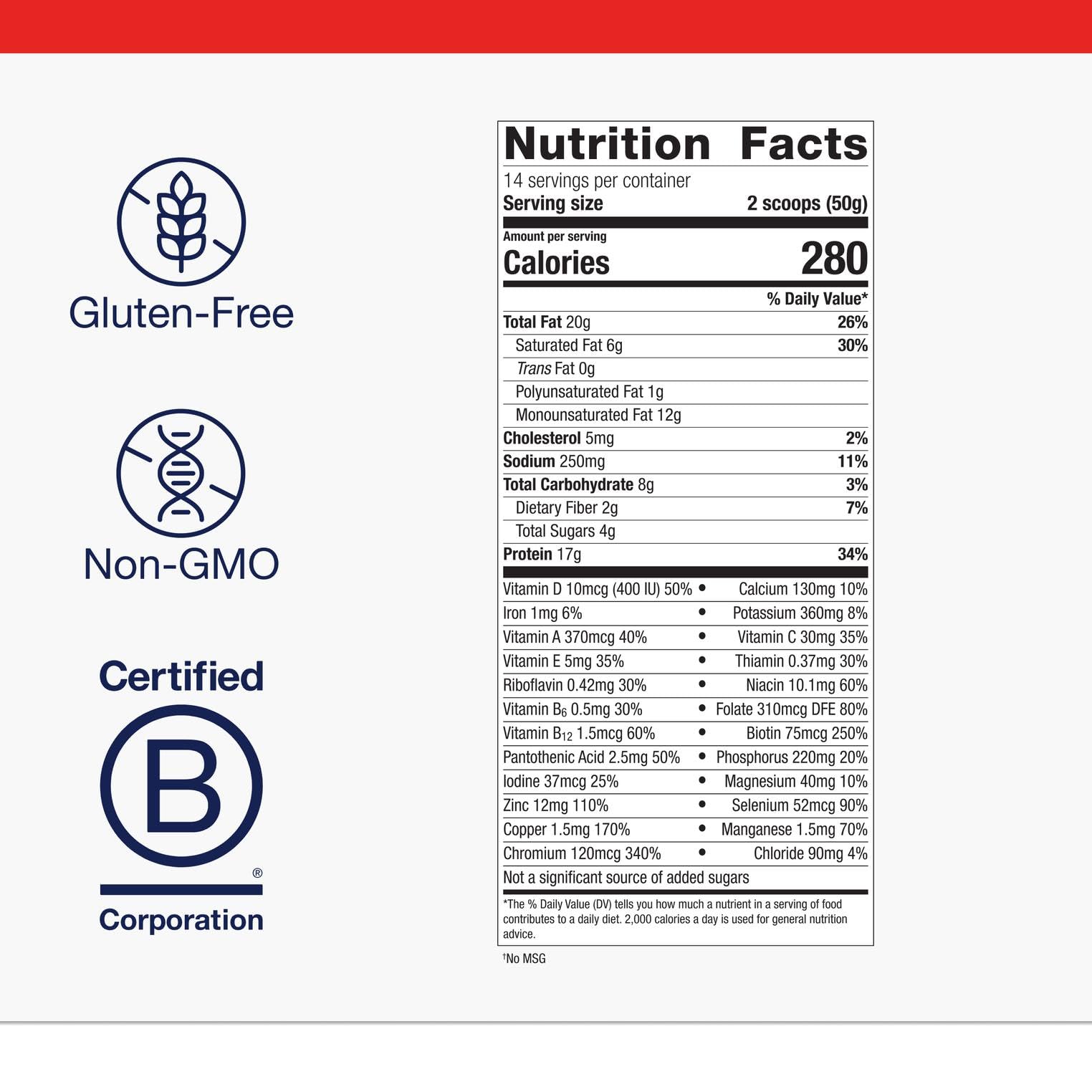 Metagenics Ketogenic Shake ingredients highlighting MCTs and biotin